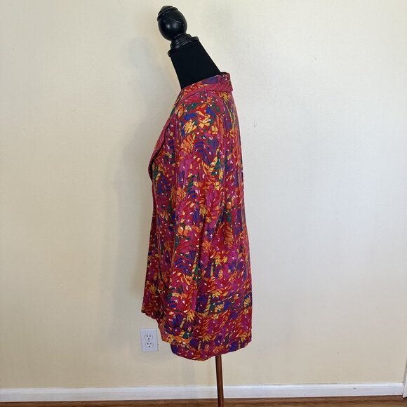 Vtg Carole Little Womens Blazer Jacket XL Colorful Abstract Geometric Red 90s - Picture 9 of 10
